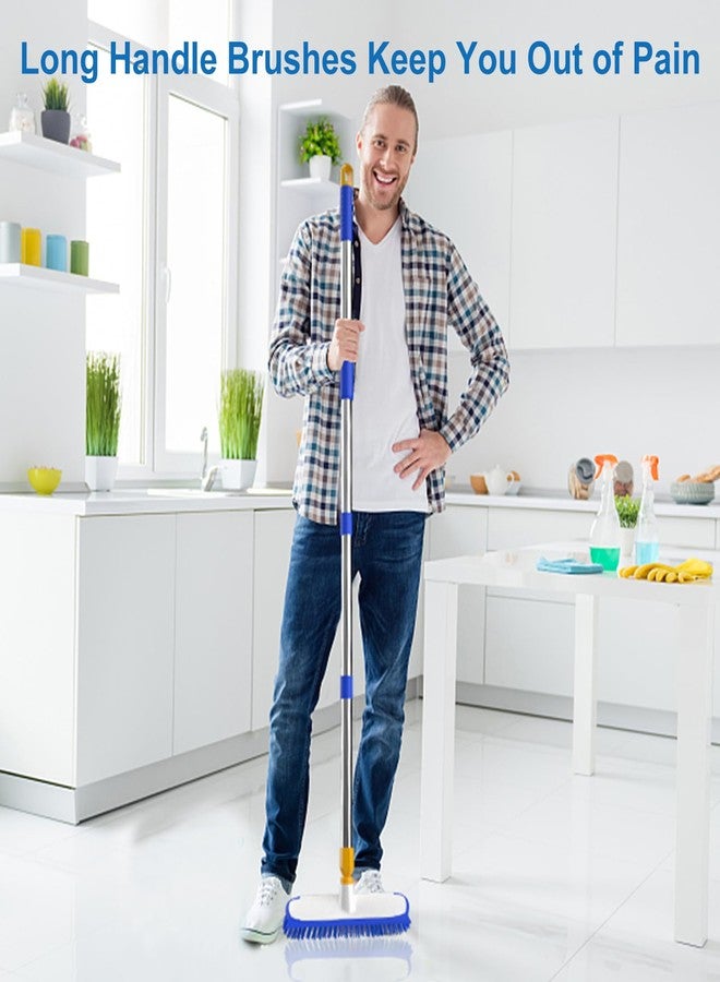 ITTAR 12" Wide Floor Scrub Brush with Long Handle, 2-in-1 Deck Cleaning Brush with 55" Extendable Pole, Heavy-Duty Tub Tile Scrubber Cleaner Brush for Shower Floor, Kitchen, Patio, Garage, Restaurant - Image 2