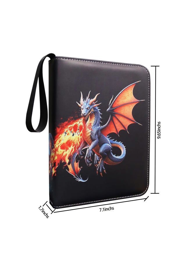 fweel Deluxe Ice & Fire Dragon Trading Card Binder, 4-Pocket Zipper Album with 400 Card Loading Pockets, Perfect for Card Fans and Enthusiasts, Collectible Card Storage Albums, Cases & Sleeves - Image 3