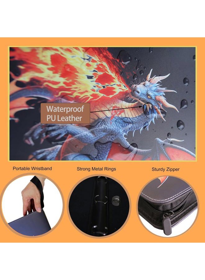 fweel Deluxe Ice & Fire Dragon Trading Card Binder, 4-Pocket Zipper Album with 400 Card Loading Pockets, Perfect for Card Fans and Enthusiasts, Collectible Card Storage Albums, Cases & Sleeves - Image 4