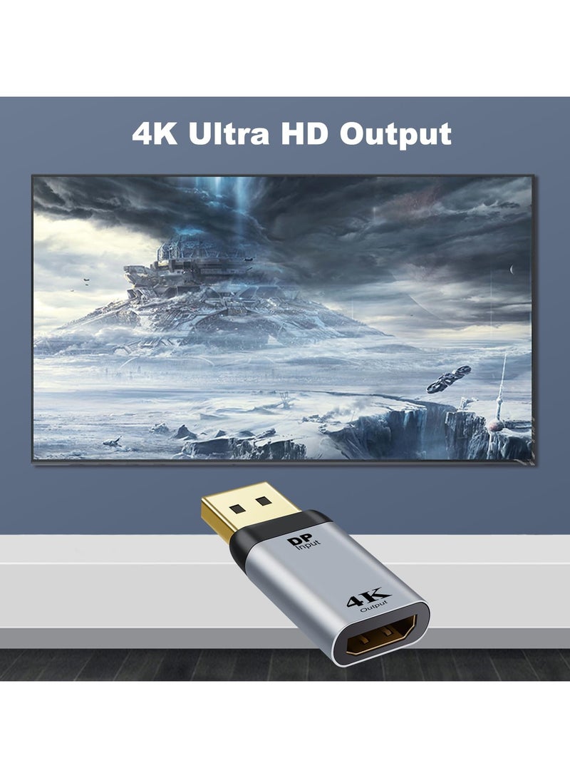 محولات Suntown 2 قطعة DisplayPort إلى HDMI، محول DP أحادي الاتجاه لجهاز الكمبيوتر إلى شاشة HDMI متوافق مع HDTV، جهاز عرض، لابتوب، سطح المكتب وأجهزة DisplayPort، 4K 30Hz، 2K 60Hz، 1080p 120Hz (رمادي) - Image 3