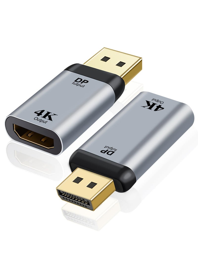 محولات Suntown 2 قطعة DisplayPort إلى HDMI، محول DP أحادي الاتجاه لجهاز الكمبيوتر إلى شاشة HDMI متوافق مع HDTV، جهاز عرض، لابتوب، سطح المكتب وأجهزة DisplayPort، 4K 30Hz، 2K 60Hz، 1080p 120Hz (رمادي) - Image 1