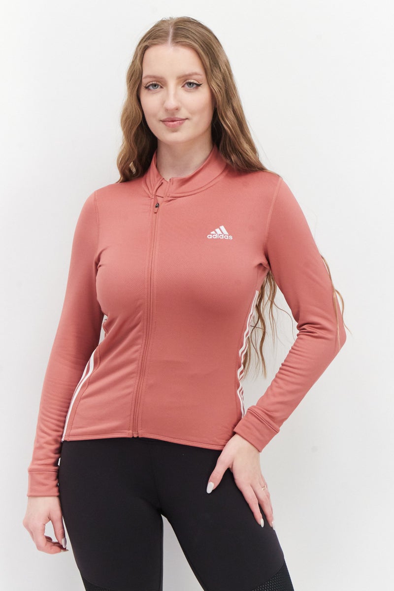 Adidas جاكيت تدريب للنساء من ماركة لياقة بدنية بشعار، وردي فاتح - Image 1