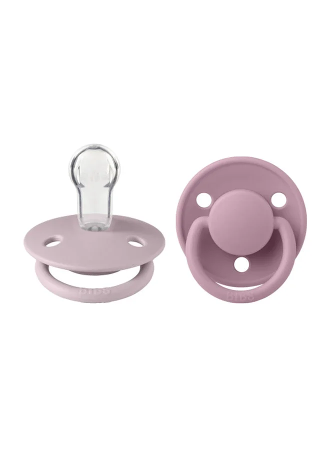 BIBS Pack of 2 De Lux Soother Bpa Free Dummy Pacifier, Round Silicone, Made In Denmark 0 - 36 Months Blossom/Dusky Lilac