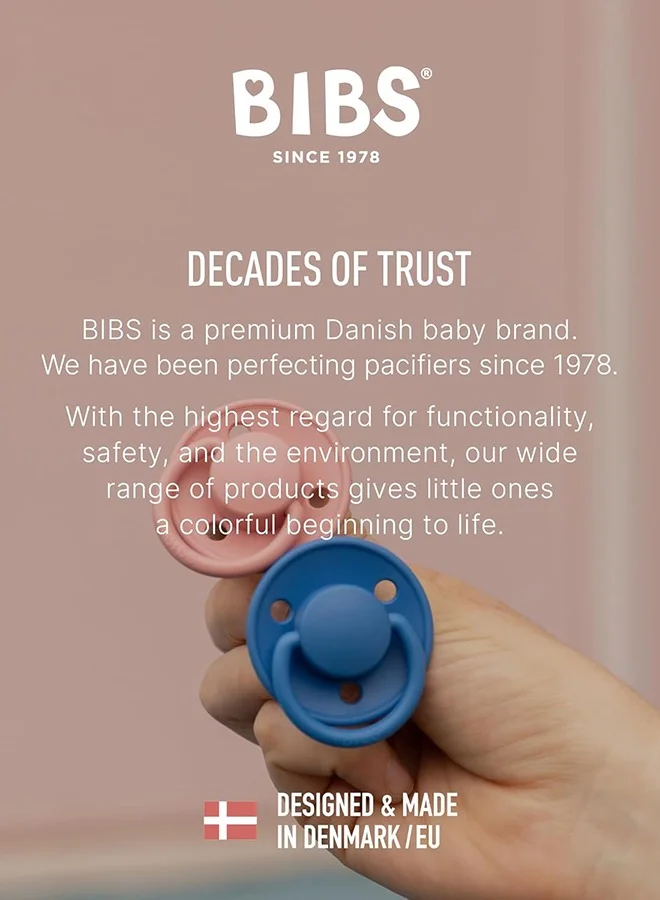 BIBS Pack of 2 De Lux Soother Bpa Free Dummy Pacifier, Round Silicone, Made In Denmark 0 - 36 Months Blossom/Dusky Lilac