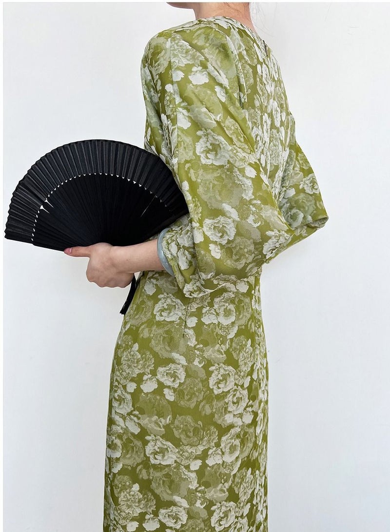 NIBEMINENT Elegant Floral Print Retro Vintage 1950'S Hepburn Style Dress Multicolour  - Image 4