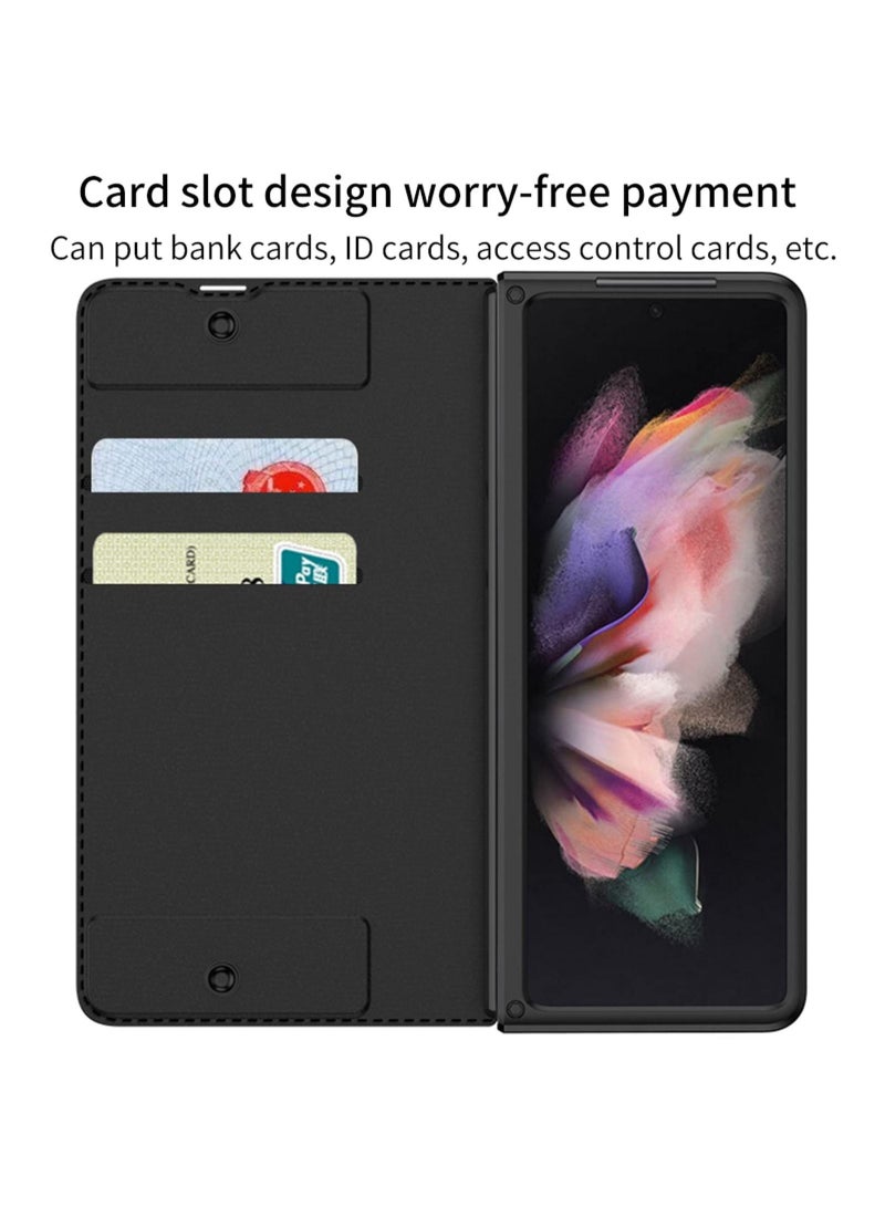 Compatible Samsung Galaxy Z Fold 5/ Z Fold 4/ Z Fold 3 5G Phone Case with S Pen Slot Scratch Resistant Tempered Film Holder and Card Slot One Piece Case - Image 5