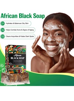 IKZEE 100g African Black Soap for Face and Body Wash with Shea Butter Fade Dark Spots and Acne Spots Anti Aging Hydrates Balance Oily Skin Organic Unrefined and Handmade African Black Soap  - Image 3