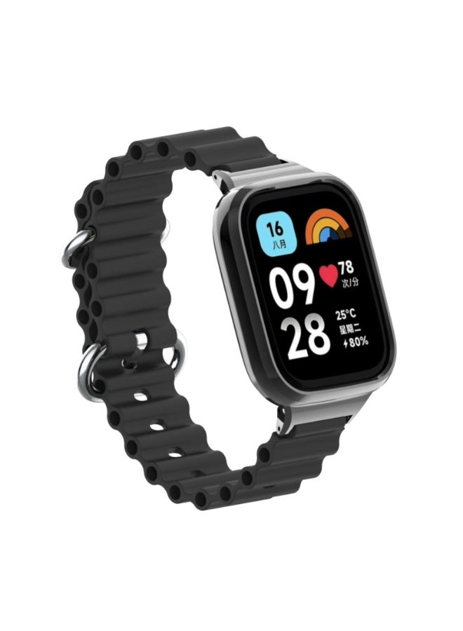 cean Strap Compatible with Xiaomi Redmi Watch 2 Lite/Poco Watch/Horloge 2, Adjustable Silicone Strap with Metal Buckle, Band With Frame Metal Women Men Replacement Strap (Black) - Image 5