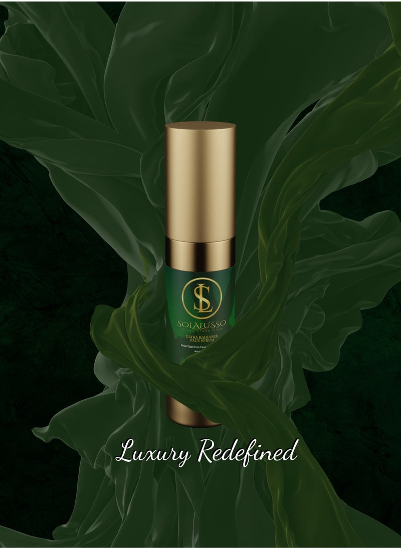 SOLALUSSO - 2 in 1 Luxury High Concentration Cannabidiol (CBD) Face Serum 1000mg with Vitamin C, E, Hyaluronic Acid, and Niacinamide For Moisturizing, Soothing, and Minimizing Fine Lines and Wrinkles - Image 1