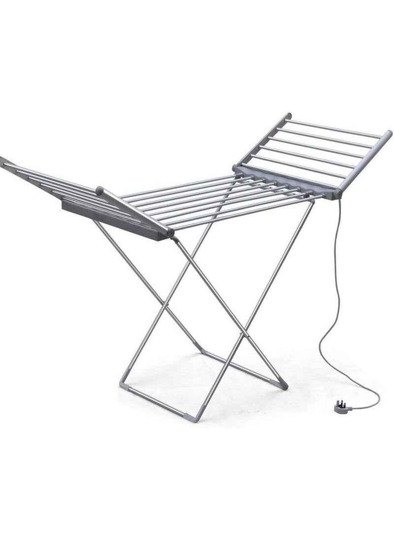 Electric Clothes Airer Power 220W Folding Clothes Airer with 18 Rails Clothes Airer Aluminium Cloths (148 x 53 x 90 cm) Clothes Drying Rack, Height-Adjustable, Metal Clothe Airer, Winged Laundry Rack.