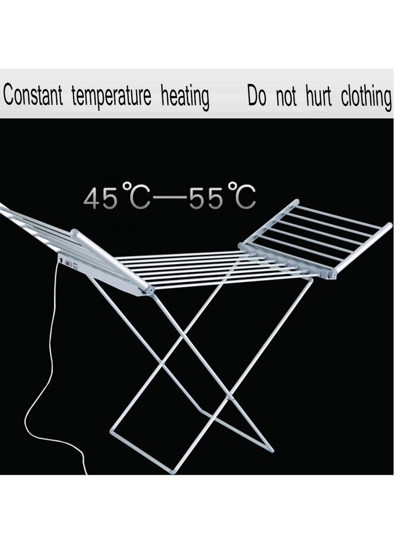 Electric Clothes Airer Power 220W Folding Clothes Airer with 18 Rails Clothes Airer Aluminium Cloths (148 x 53 x 90 cm) Clothes Drying Rack, Height-Adjustable, Metal Clothe Airer, Winged Laundry Rack.