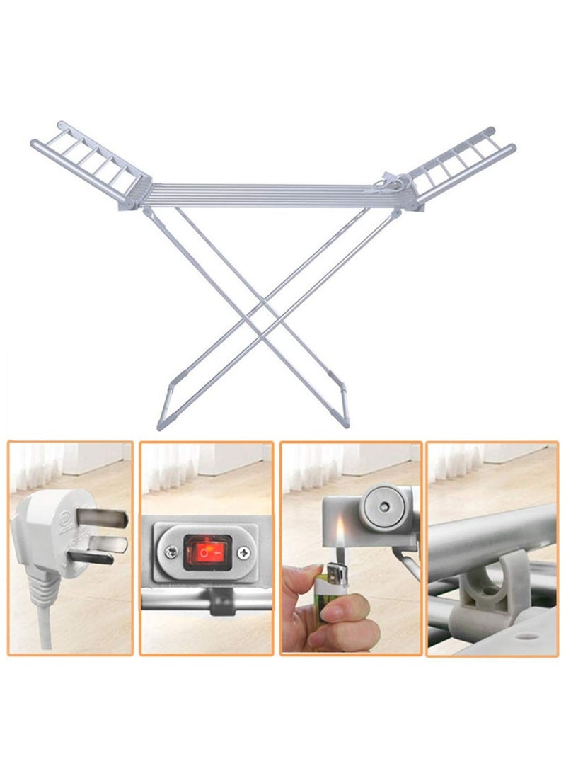 Electric Clothes Airer Power 220W Folding Clothes Airer with 18 Rails Clothes Airer Aluminium Cloths (148 x 53 x 90 cm) Clothes Drying Rack, Height-Adjustable, Metal Clothe Airer, Winged Laundry Rack.