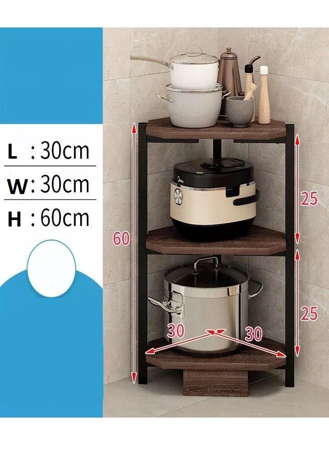 C&C Home 3 Layers Household Storage Stand Kitchen Spice Desktop Pot Storage Rack Organizer Corner Display Stand 30x30x60 cm - Image 2