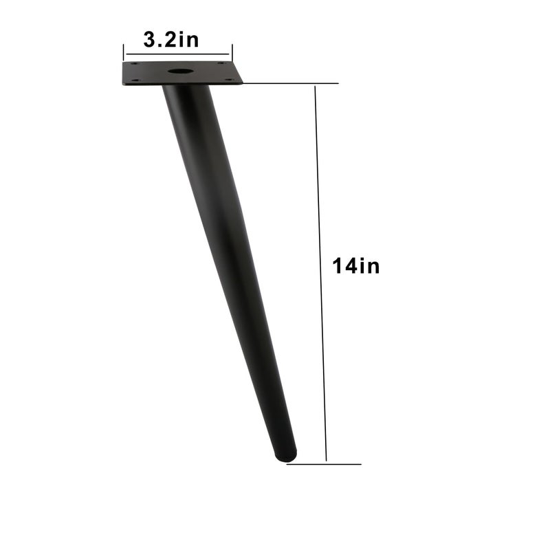 Alxeh Oblique Furniture Leg 14 Inch, Slant Tapered Metal Coffee Table Legs 4Pcs, Mid Century Modern Sofa Cabinet Feet Black For Home Diy Project - Image 2