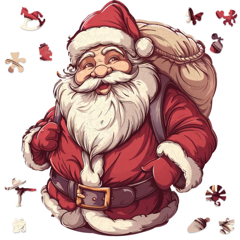 Qiuenisray 300 Pieces Wooden Puzzles for Adults Santa Claus Jigsaw Puzzles for Kid Grandkid Christmas Unique Shape Adult Puzzles Wood Puzzles Creative Gift for Teengers 112x14 in - Image 3
