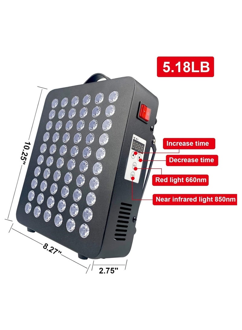 Red Light Therapy Device for Body 300W 660nm 850nm Near Infrared Light Therapy with Timer 60 LEDs High Power Red Light Therapy Panel for Pain Relief Skin Health