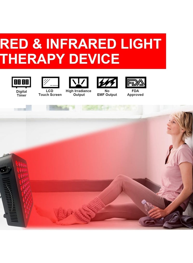 Red Light Therapy Device for Body 300W 660nm 850nm Near Infrared Light Therapy with Timer 60 LEDs High Power Red Light Therapy Panel for Pain Relief Skin Health