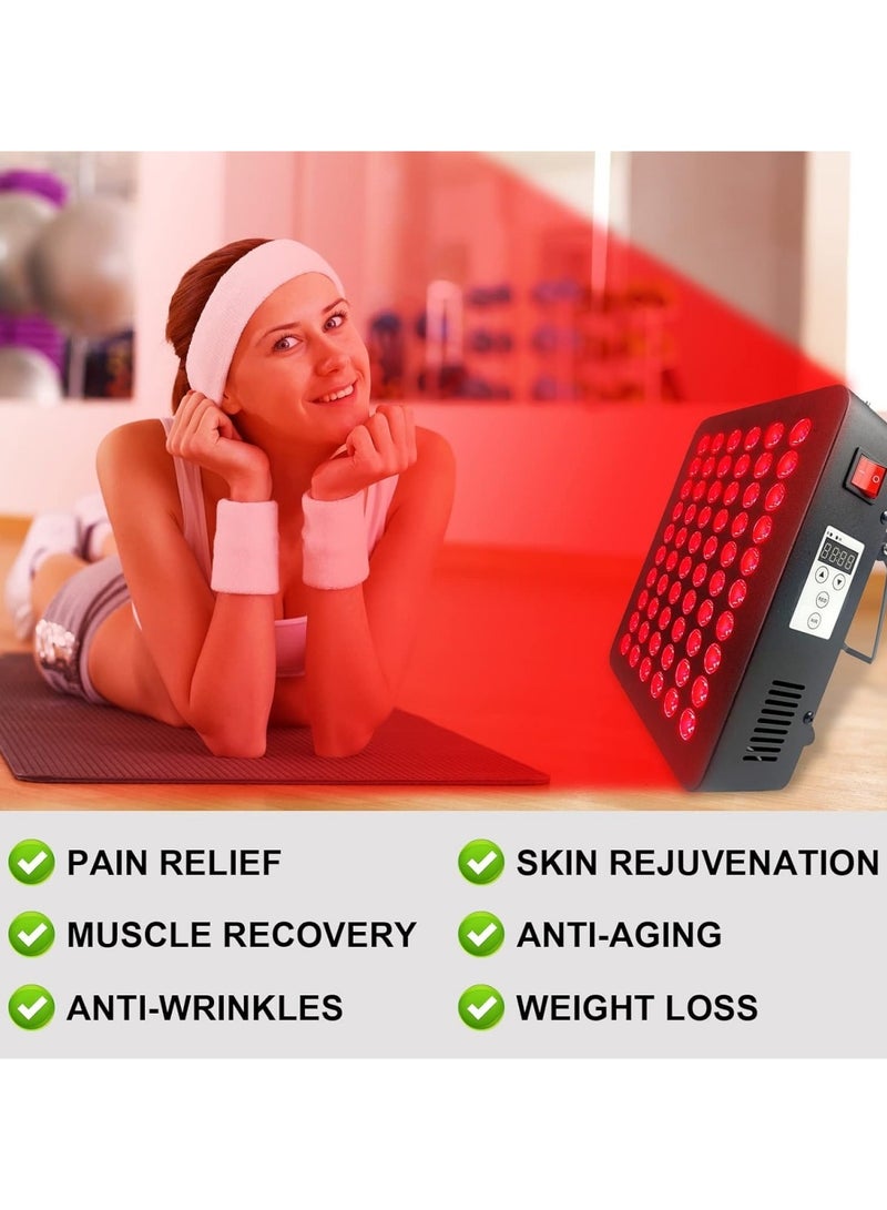 Red Light Therapy Device for Body 300W 660nm 850nm Near Infrared Light Therapy with Timer 60 LEDs High Power Red Light Therapy Panel for Pain Relief Skin Health