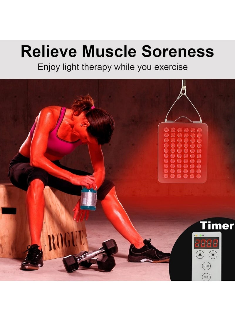 Red Light Therapy Device for Body 300W 660nm 850nm Near Infrared Light Therapy with Timer 60 LEDs High Power Red Light Therapy Panel for Pain Relief Skin Health