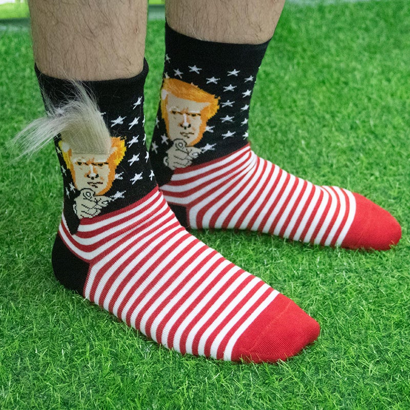 T Legend President Donald Hair MAGA Socks for Men and Women, Novelty Valentine's Day Socks for President Donald Supporters, gag Birthday gift For fans (Finger Hair) - Image 2