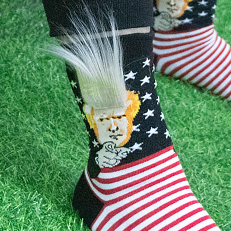 T Legend President Donald Hair MAGA Socks for Men and Women, Novelty Valentine's Day Socks for President Donald Supporters, gag Birthday gift For fans (Finger Hair) - Image 3