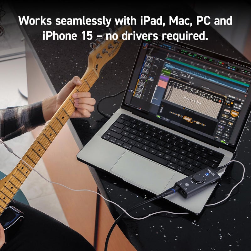 IK Multimedia iRig USB Guitar Audio Interface - 24-bit 48 kHz Music Recording Studio Equipment Include USB C Cable For iPad, Mac And PC, Guitar Accessories, Recording Device - Image 3