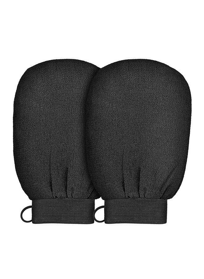 Exfoliating gloves for cleaning the skin and exfoliating the skin, viscose shower glove for making Moroccan bath at home, black color-2pcs  - Image 1