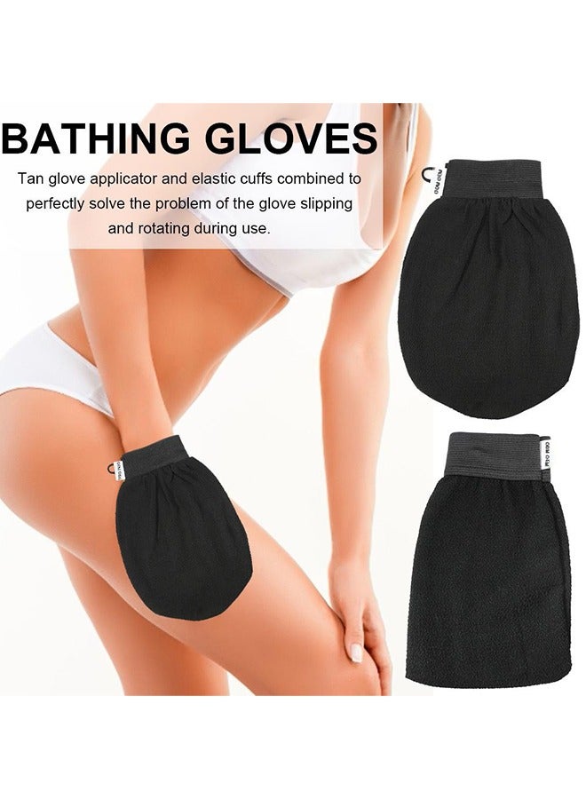 Exfoliating gloves for cleaning the skin and exfoliating the skin, viscose shower glove for making Moroccan bath at home, black color-2pcs  - Image 2
