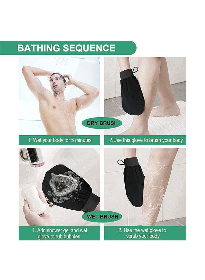 Exfoliating gloves for cleaning the skin and exfoliating the skin, viscose shower glove for making Moroccan bath at home, black color-2pcs  - Image 4