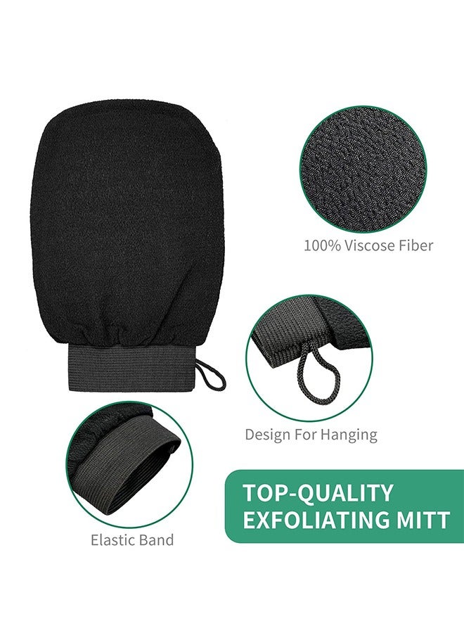 Exfoliating gloves for cleaning the skin and exfoliating the skin, viscose shower glove for making Moroccan bath at home, black color-2pcs  - Image 5