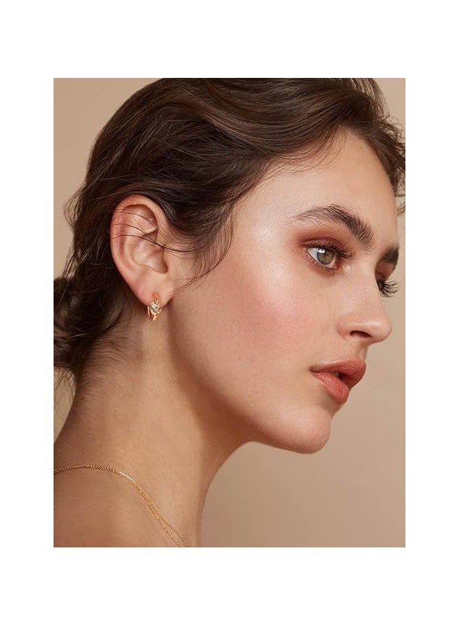 Mevecco Women Huggie Earrings Gold Hoop Sleeper 14K Gold Filled Small Simple Handmade Hypoallergenic Everyday Jewelry - Image 3