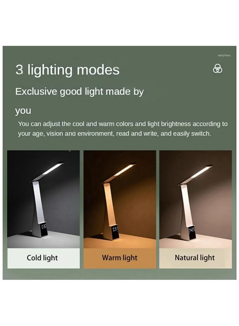 مصباح LED Desk Care Eye-Care مع ساعة الإنذار -3 أوضاع اللون، التعتيم بلا درجات، USB Charing، مع مكبر صوت بلوتوث مثالي للقراءة والاستخدام بجانب السرير - Image 3