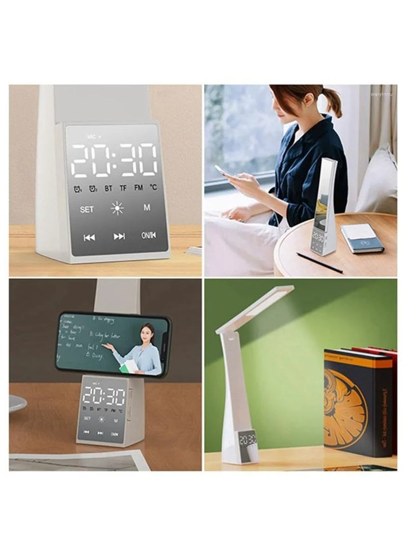 مصباح LED Desk Care Eye-Care مع ساعة الإنذار -3 أوضاع اللون، التعتيم بلا درجات، USB Charing، مع مكبر صوت بلوتوث مثالي للقراءة والاستخدام بجانب السرير - Image 5