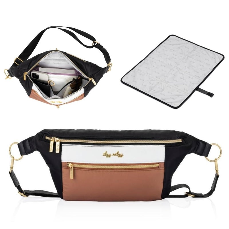 Itzy Ritzy Itzy Ritzy Adjustable StrapWear as a Crossbody Belt Shoulder Bag Coffee Cream Small 