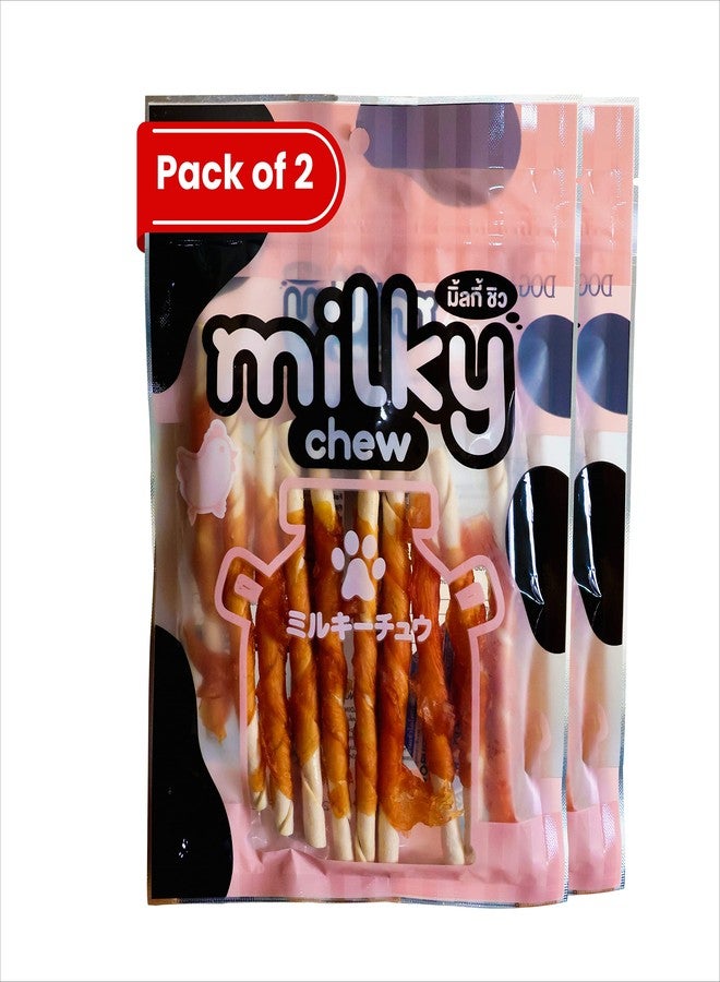 Dogaholic Milky Chew Chicken Stick Dog Treats Milk Flavoured Rawhide Free Snacks for Training & Rewards, Nutritional Chew Treats for All Dogs, Pack of 2 - Image 1