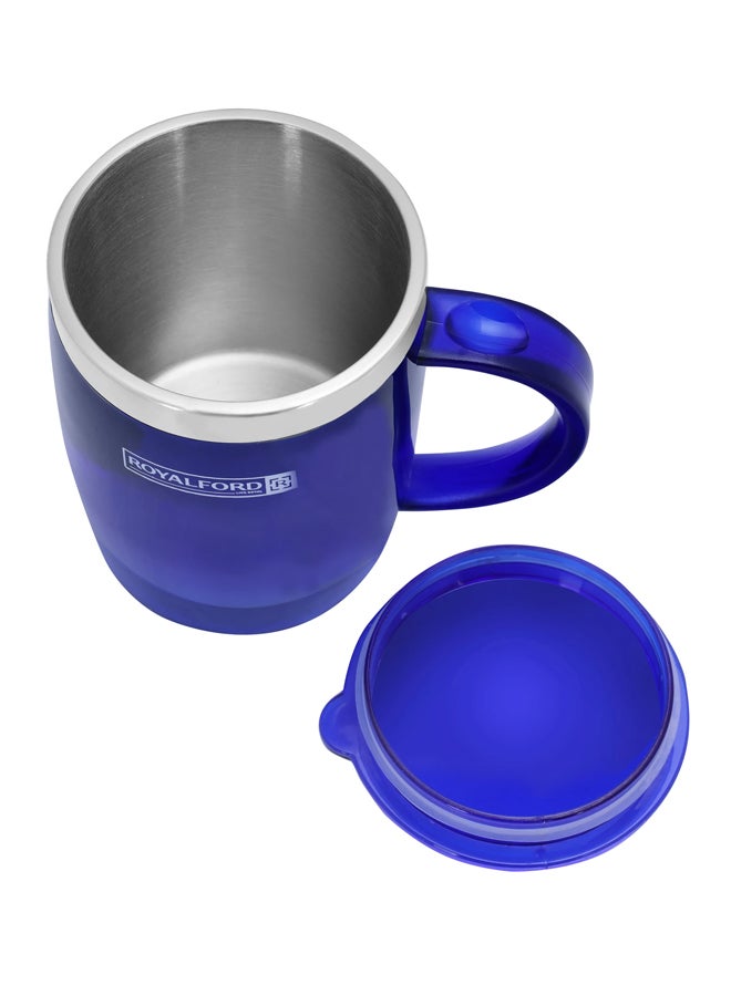 Royalford Double Wall Travel Mug 400Ml 7.8 X 11.8Cm Ss Inner Pot Hot Cold Multicolor Blue - Image 5