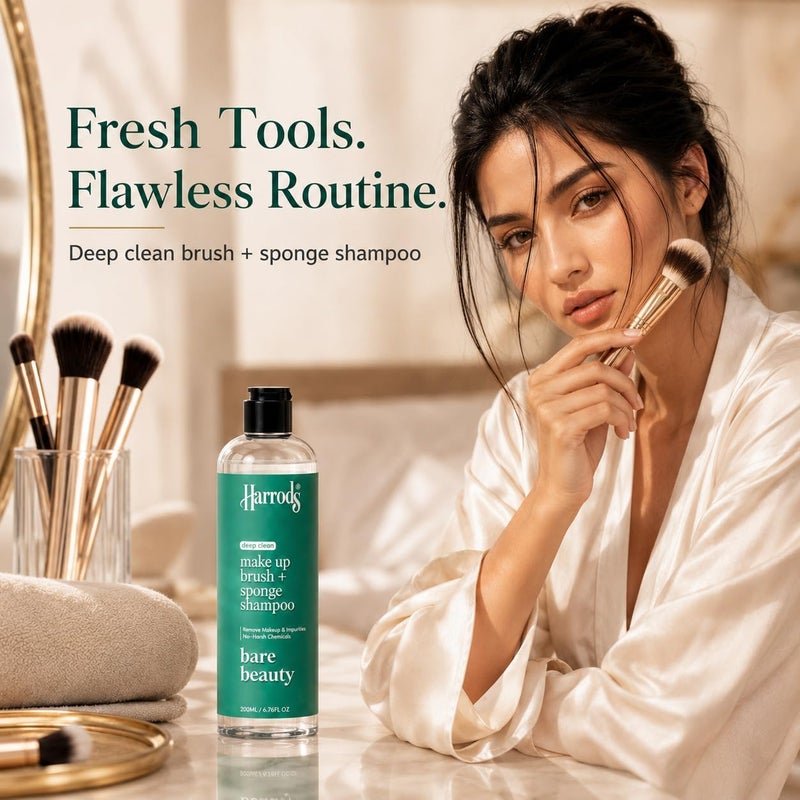 Harrods Makeup Cleaner for Brushes, Make Up Brush and Sponge Cleansing Shampoo | Professional Makeup Brush Cleaner Pro Remover - Image 1