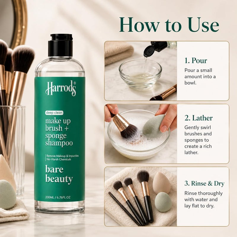 Harrods Makeup Cleaner for Brushes, Make Up Brush and Sponge Cleansing Shampoo | Professional Makeup Brush Cleaner Pro Remover - Image 4