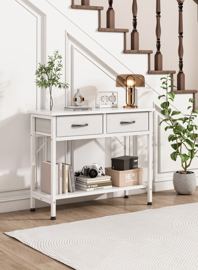 ADEBOLA Console Table with 2-Tier Storage Layers and 2 Drawers,Coffee Table and Entrance Table,Suit for Entryway, Hallway, Couch, Living Room, Kitchen, Foyer  - Image 4