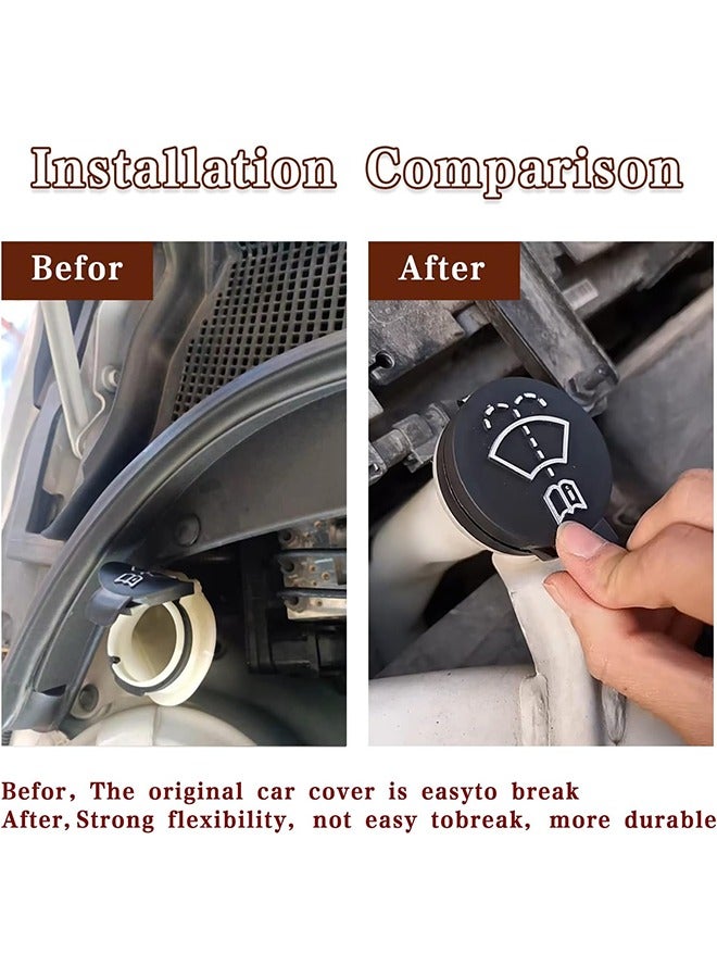 Car Wiper Bottle Cover, Windshield Wiper Washer Fluid Reservoir Tank Bottle Cap, Car Wiper Bottle Cover Replacement Cap Compatible with GMC Chevrolet Buick Cadillac, Pack of 2 Black (Exact Fit) - Image 3