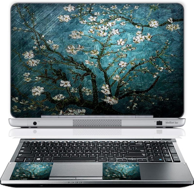 ميفورت إنك 17 17.3 بوصة غطاء لاصق للكمبيوتر المحمول ملصق فني زخرفي (وسادة معصم مجانية) - لوز مزهر لفينسنت فان جوخ - Image 1