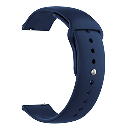 HUMBLE Soft Silicone 19mm Smartwatch Strap Metal Button Compatible with Noise Colorfit Pro 2/Oxy/Pulse/Beat, Boat Storm Smart Watch & Watches with 19mm Lugs(Navy Blue) - Image 1