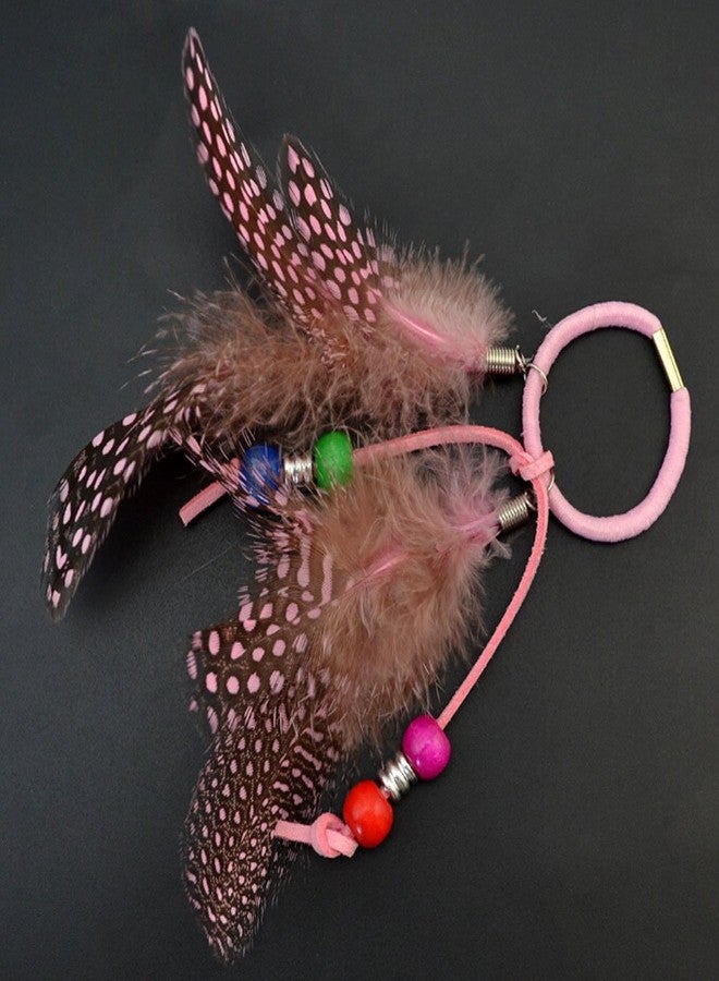 سوبيربليس مجموعة Suoirblss المكونة من 4 قطع من ربطات الشعر المصنوعة يدويًا للنساء والفتيات، بتصميم بوهيمي هيبي، تتضمن ربطات شعر مطاطية وربطات شعر مزينة بالريش، وحاملات ذيل حصان، وإكسسوارات شعر. - Image 5