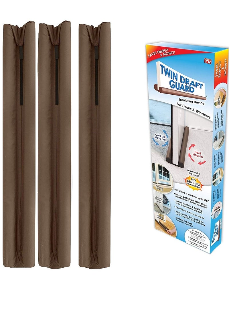 3Pc Twin Draft Guard Ground Under Door Draft Blocker For Reduce Noise  - Image 1