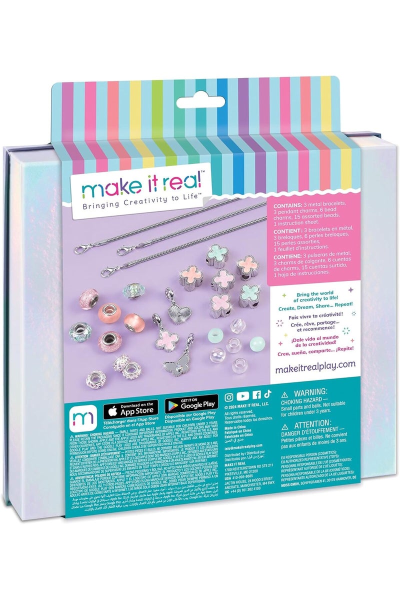 Make It Real Clover The Top - 28 pc DIY Jewelry Set, 3 Bracelets, Soft Pastel Beads & Charms - Image 2