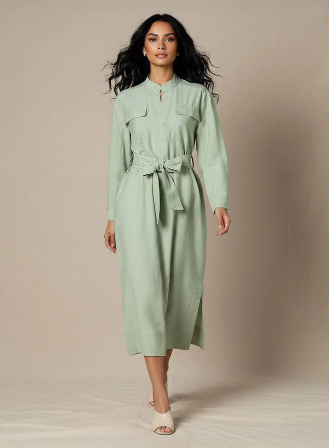 Splash FAV A-line Midi Dress with Belt