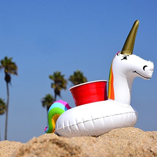 GoFloats Inflatable Pool and Hot Tub Drink Holders (3 Pack) (Choose - Unicorn, Flamingo, Palm Tree and More) - Image 4