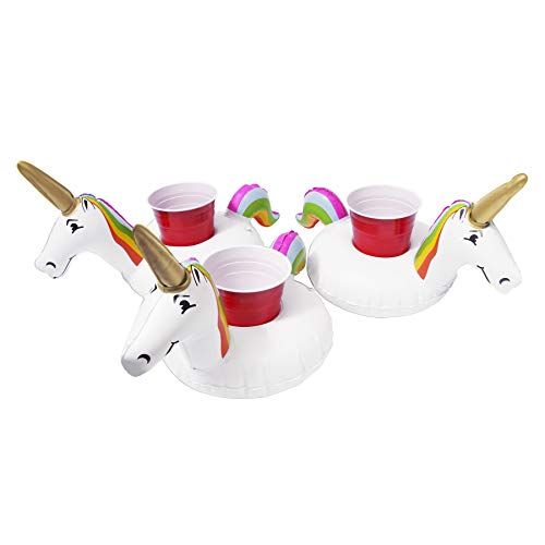GoFloats Inflatable Pool and Hot Tub Drink Holders (3 Pack) (Choose - Unicorn, Flamingo, Palm Tree and More) - Image 1