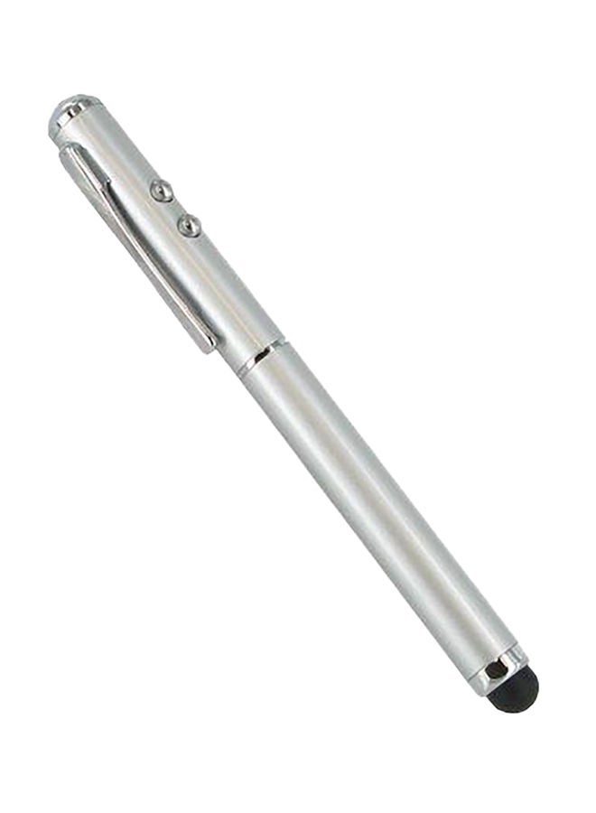 3N1 Capacitive Silver Stylus Pen Laser Presentation Pointer Led Light For Garmin Asus Garminfone
