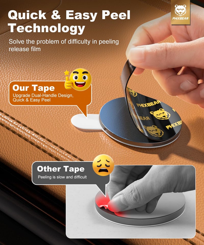 PHIXBEAR Extreme Env. Double Sided Sticky Pads for Dash Cam Mount - Outdoor Heavy Duty Strong Mounting Tape Waterproof Heat Resistant, 36Pcs 1â€™â€™ & 2â€™â€™ Adhesive Tape for Car Phone Holders - Image 2